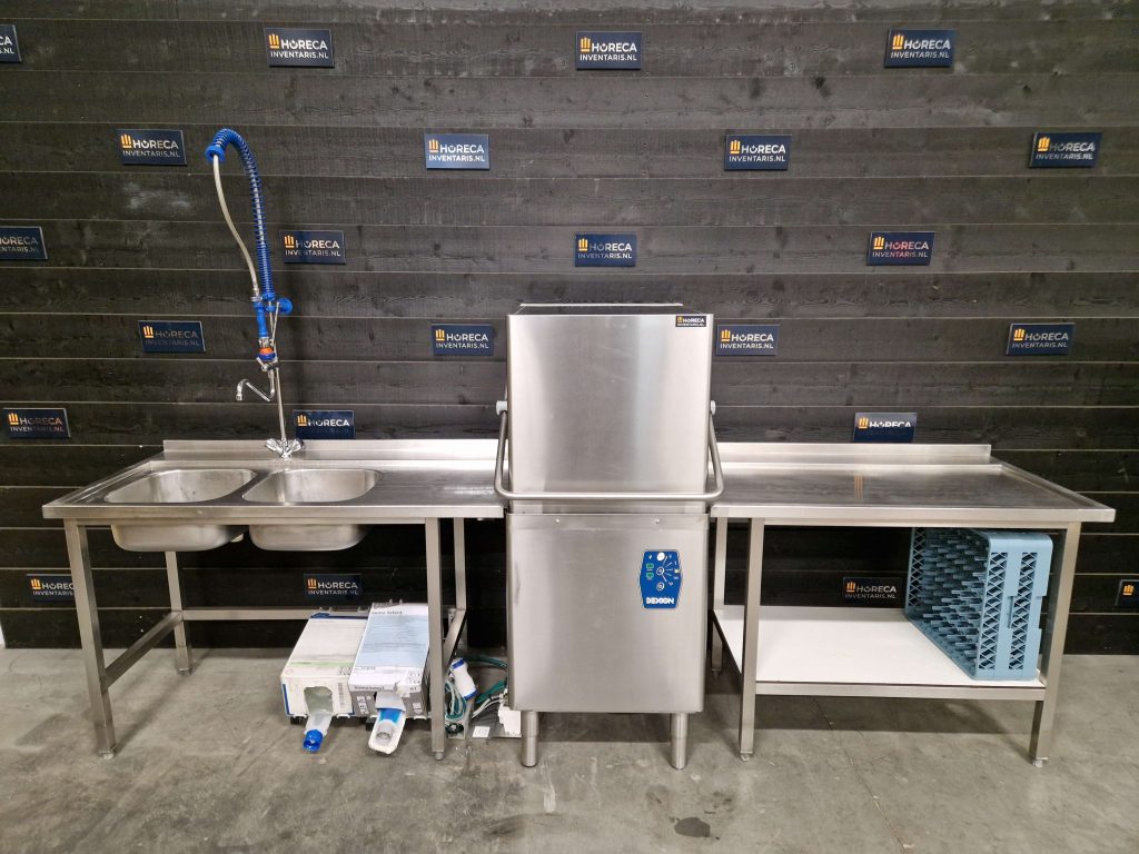 dexion vaatwasser | doorschuifvaatwasser | aan en afvoertafel | 400v | gl72dx