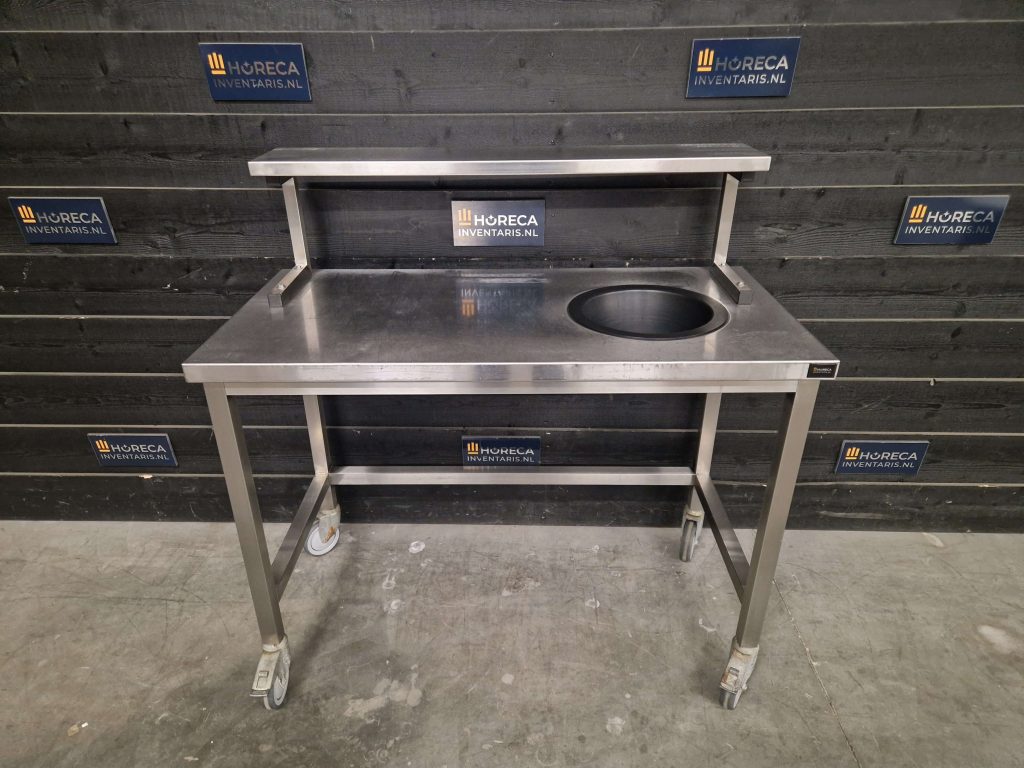 werktafel | prullenbak gat | rvs | 120cm