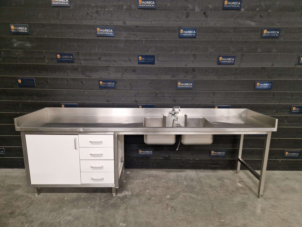 werktafel | prullenbak gat | rvs | 120cm