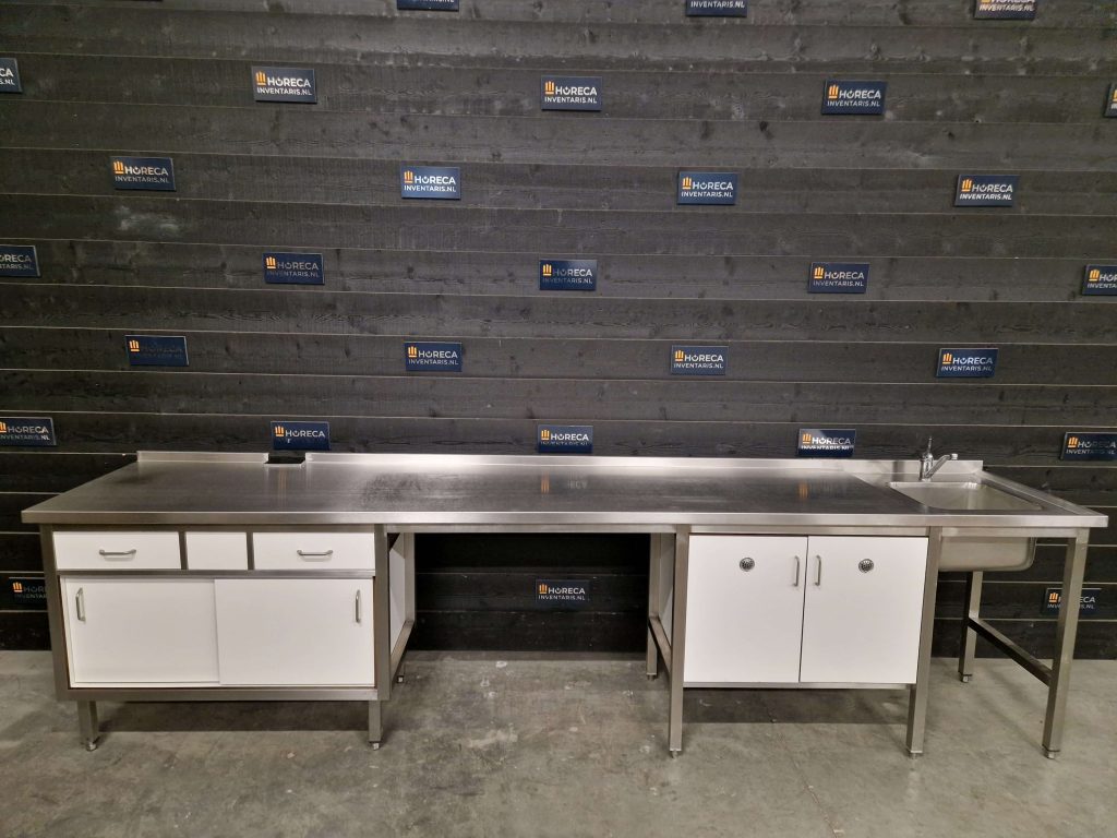 werktafel | prullenbak gat | rvs | 120cm