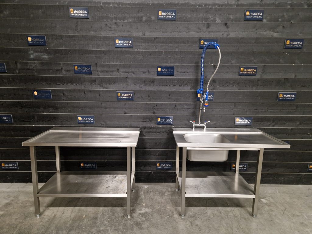 aan en afvoertafel | wastafel | 120cm | rvs | horeca