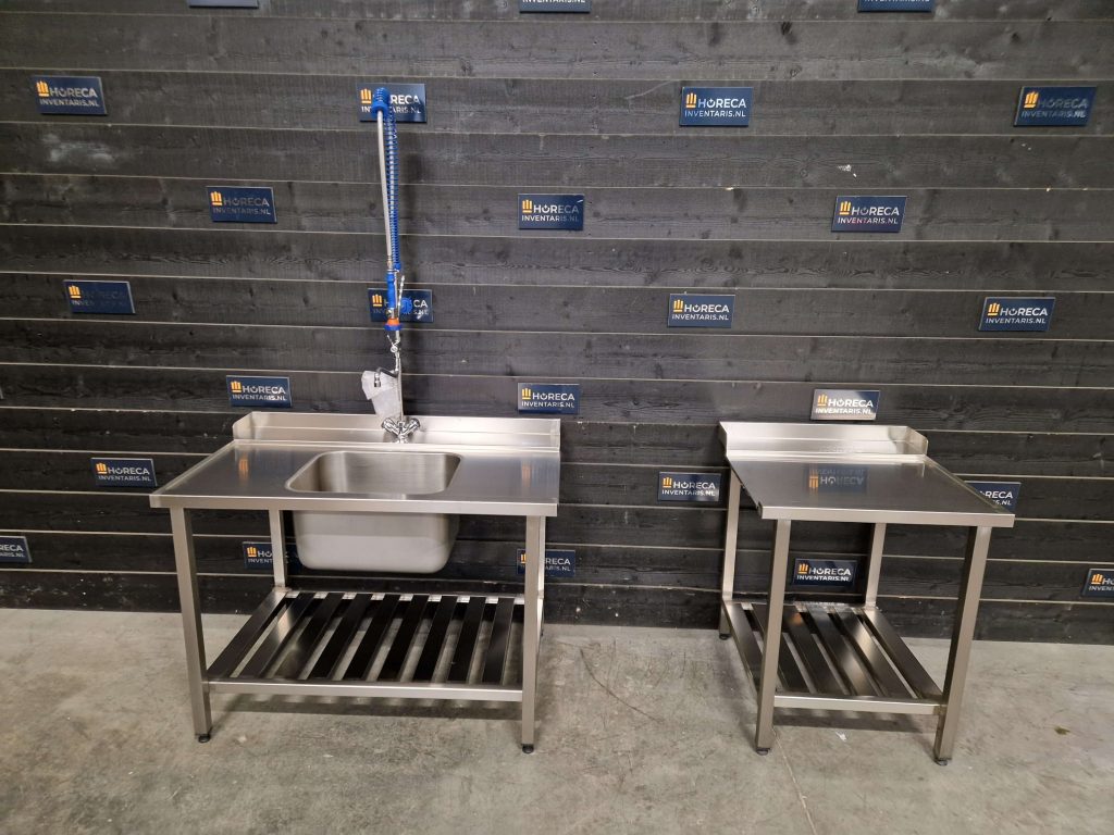 aan en afvoertafel | wastafel | 120cm | rvs | horeca